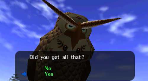 The Ocarina of Time advisory owl